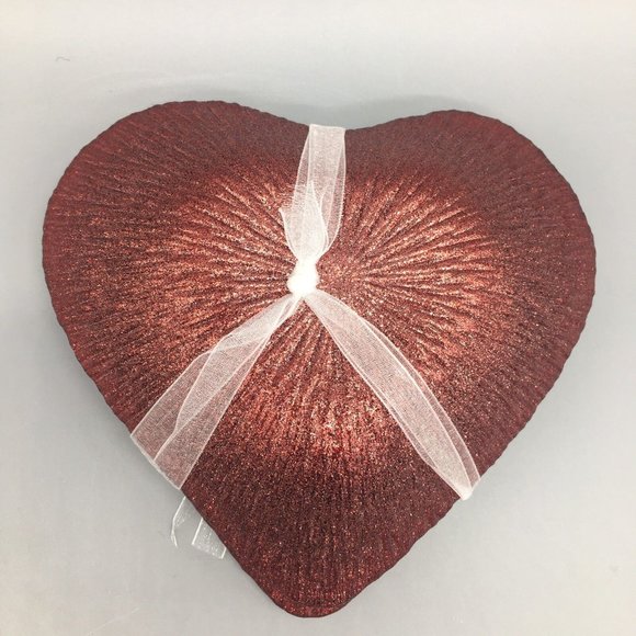 4 Akcam Red Glass Heart Appetizer Dessert Plate Dish Set Valentine Love Shimmer - Picture 5 of 7